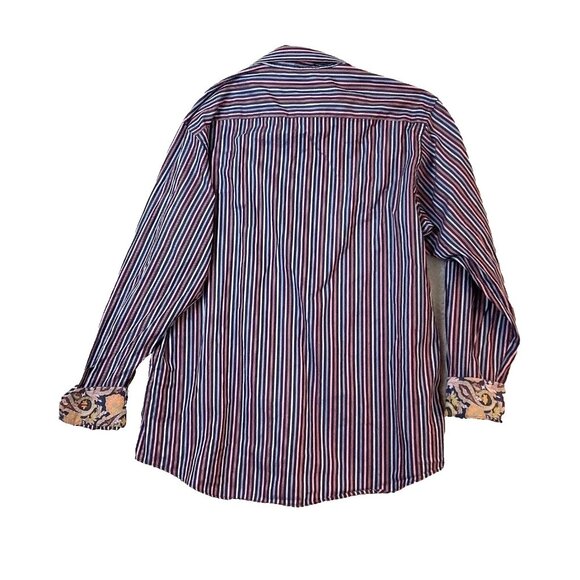 Bugatchi Uomo Button Up Striped Shirt Regular Fit Mens Size XL 100% Cotton - Picture 3 of 12